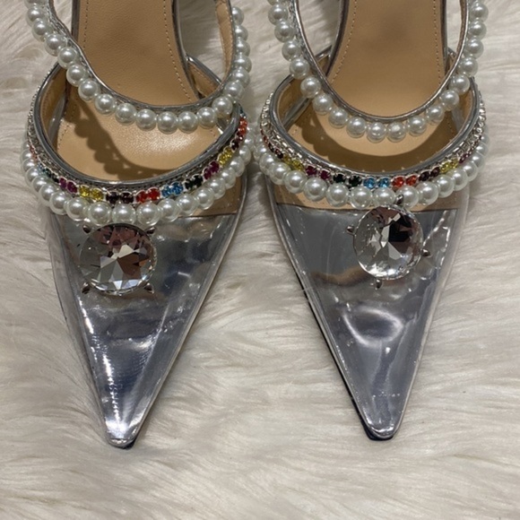 Mach & Mach‎ Diamond of Elizabeth Imitation Pearl pointed toe Mule size 39.5 - Picture 3 of 13